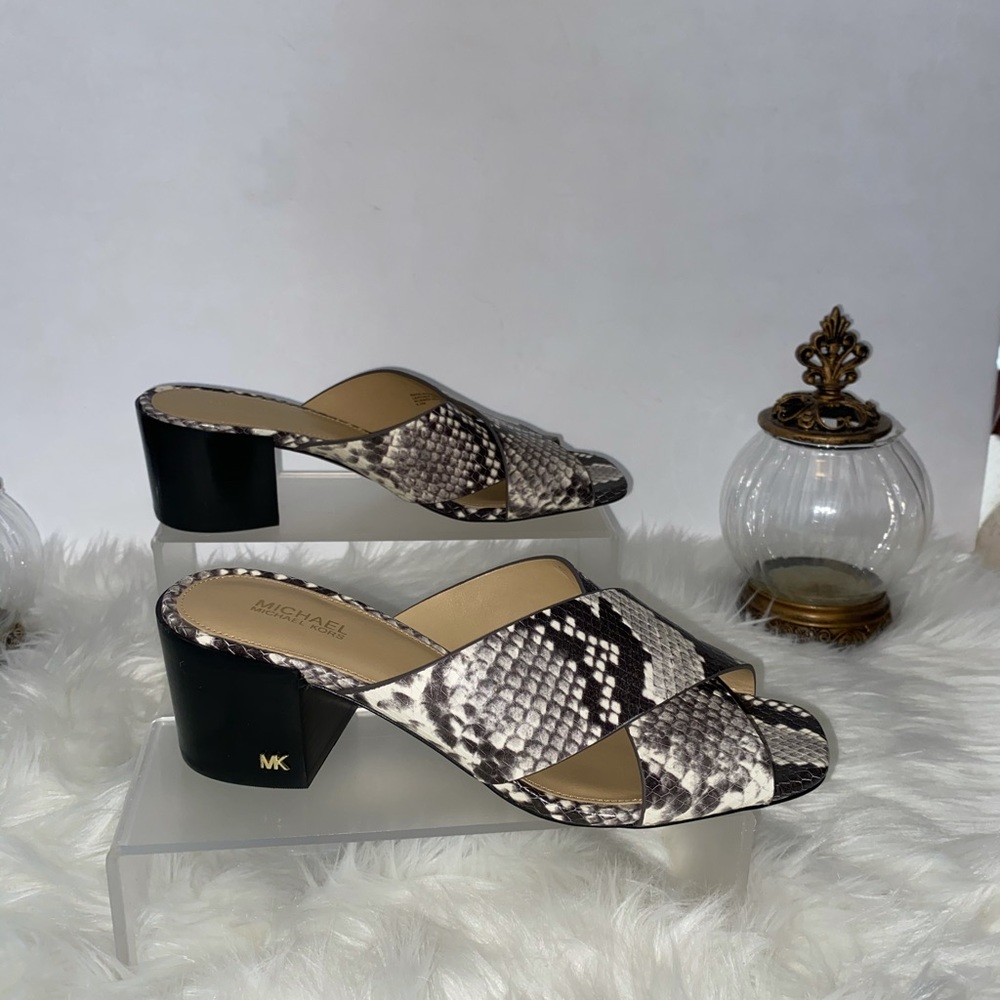 Michael Kors Abbot Leather Sandal Python Print 6.5